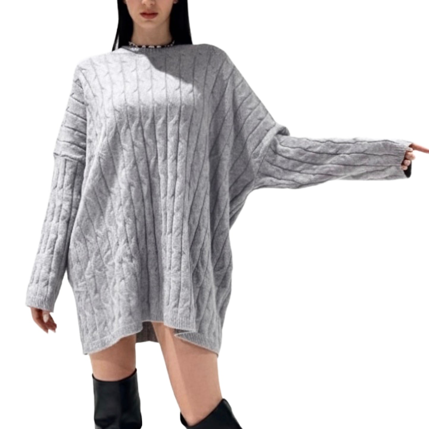 LM - Maglione Miss intreccio grigio