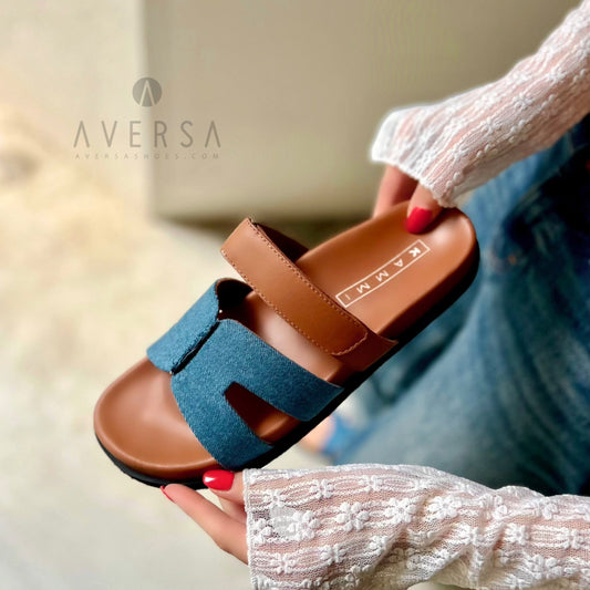 OF - Sandalo basso Archie denim/cuoio