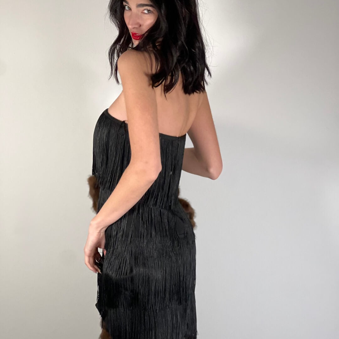 OF - LUMINA Abito Sarah frange nero
