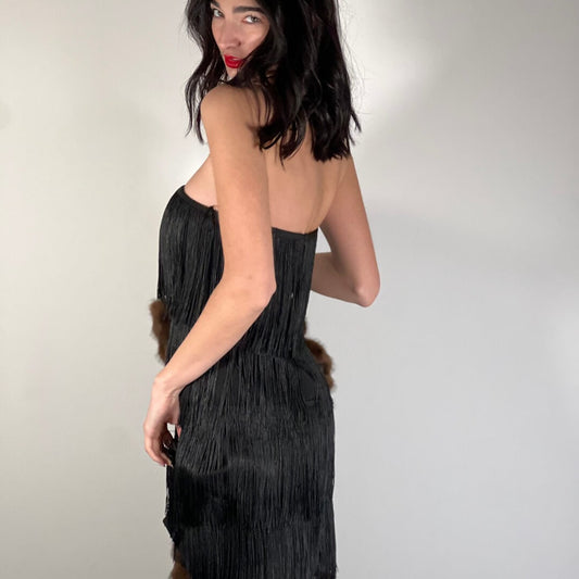 OF - LUMINA Abito Sarah frange nero