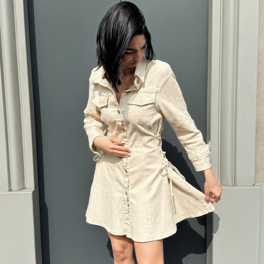 LM - Abito Cassandra con lacci beige