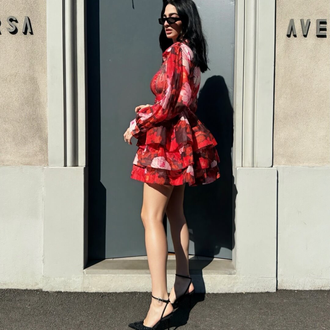 OF - Abito Flowery rosso