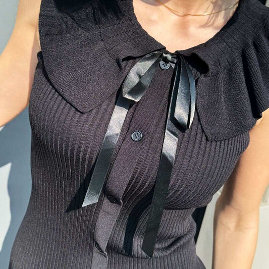 OF - Abito Fannie nero con fiocco