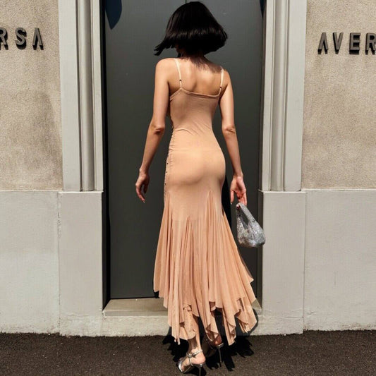 OF - Abito Sirren nude con pietre