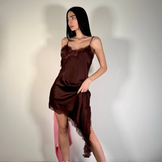LM - Abito Marta satin cioccolato