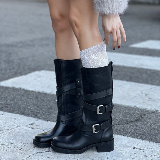 OF - Biker Serbs nero con fibbie