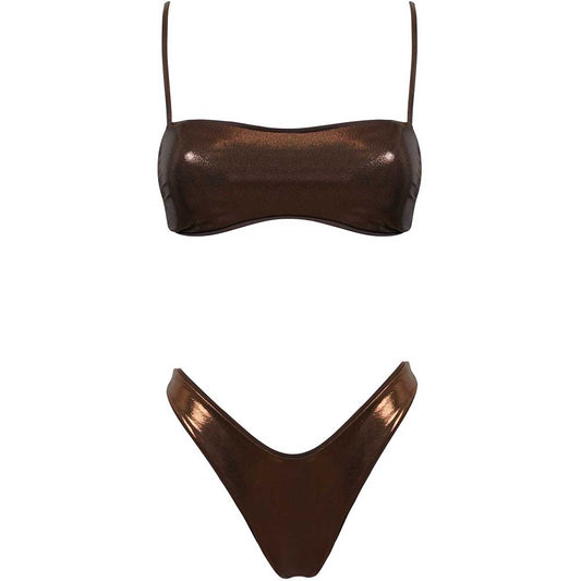 LM - Matinée Bikini Arianna lycra lamè marrone