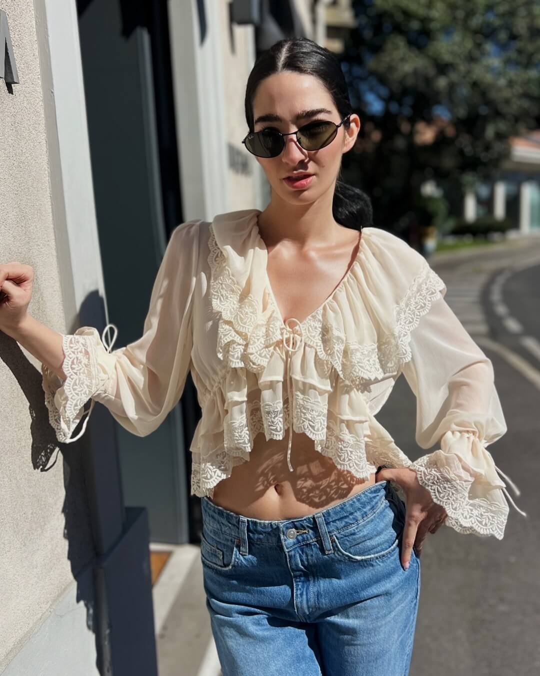 OF - Camicia Sveva rouches beige