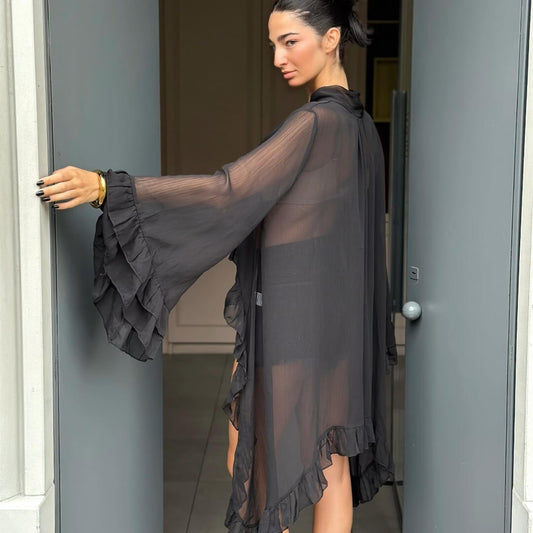 OF - Camicia Jiji rouches nero