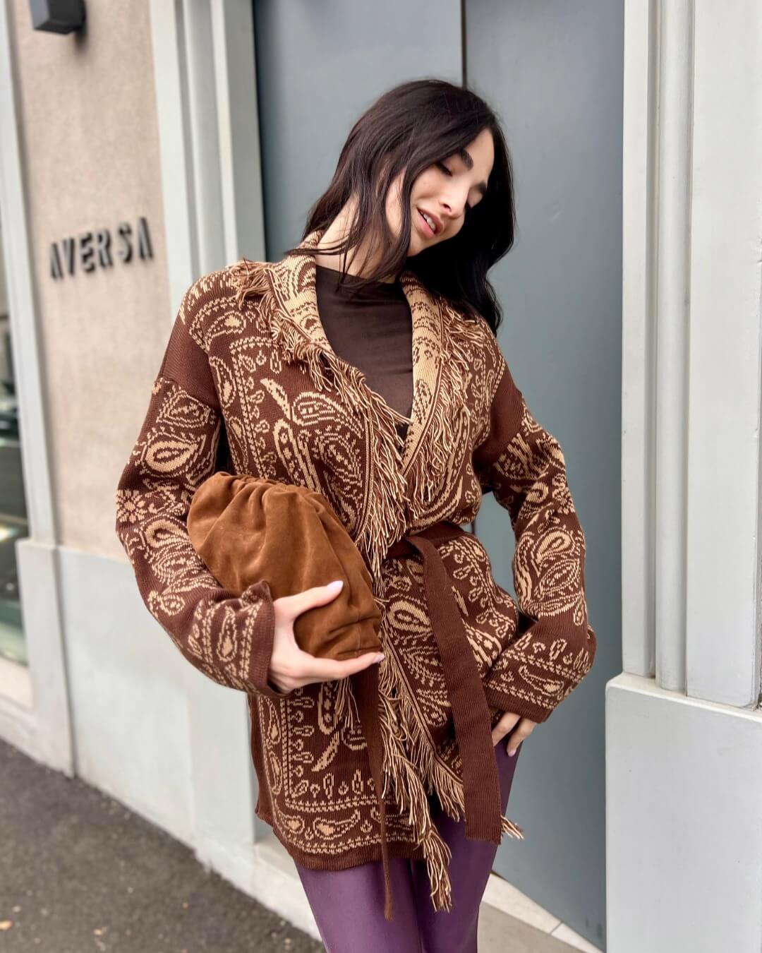 OF - Cardigan Rory marrone fantasia