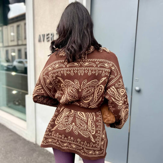 OF - Cardigan Rory marrone fantasia