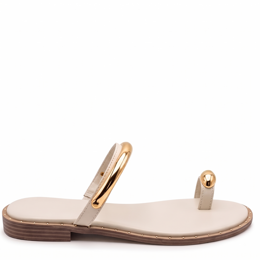 LM - Ciabattina Luther avorio con accessorio oro