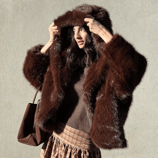 LM - Ecopelliccia Miriam con cappuccio marrone