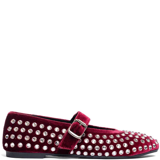 LM - Ballerina Gioia velluto bordeaux con pietre