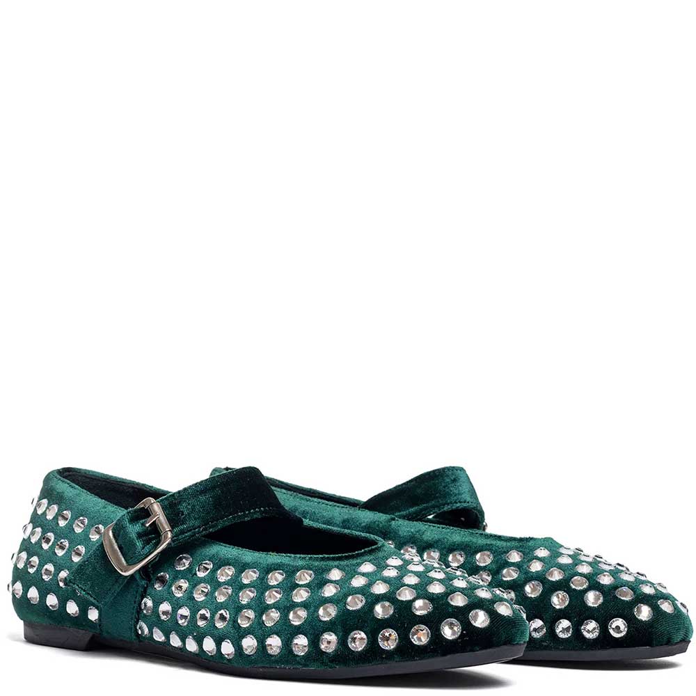 LM - Ballerina Gioia velluto verde con pietre