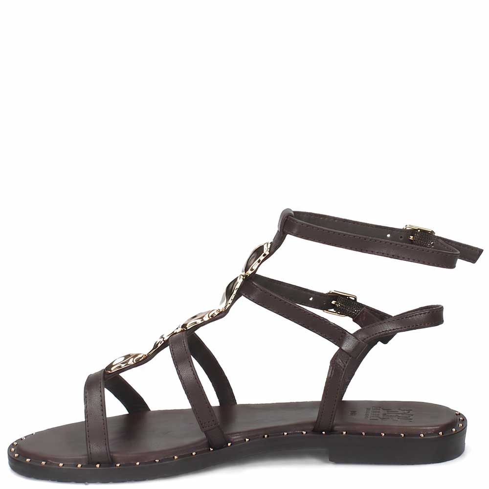LM - Sandalo basso Tia testa di moro con accessorio oro