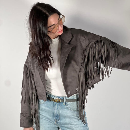 LM - Giacca Matisse grigio con frange