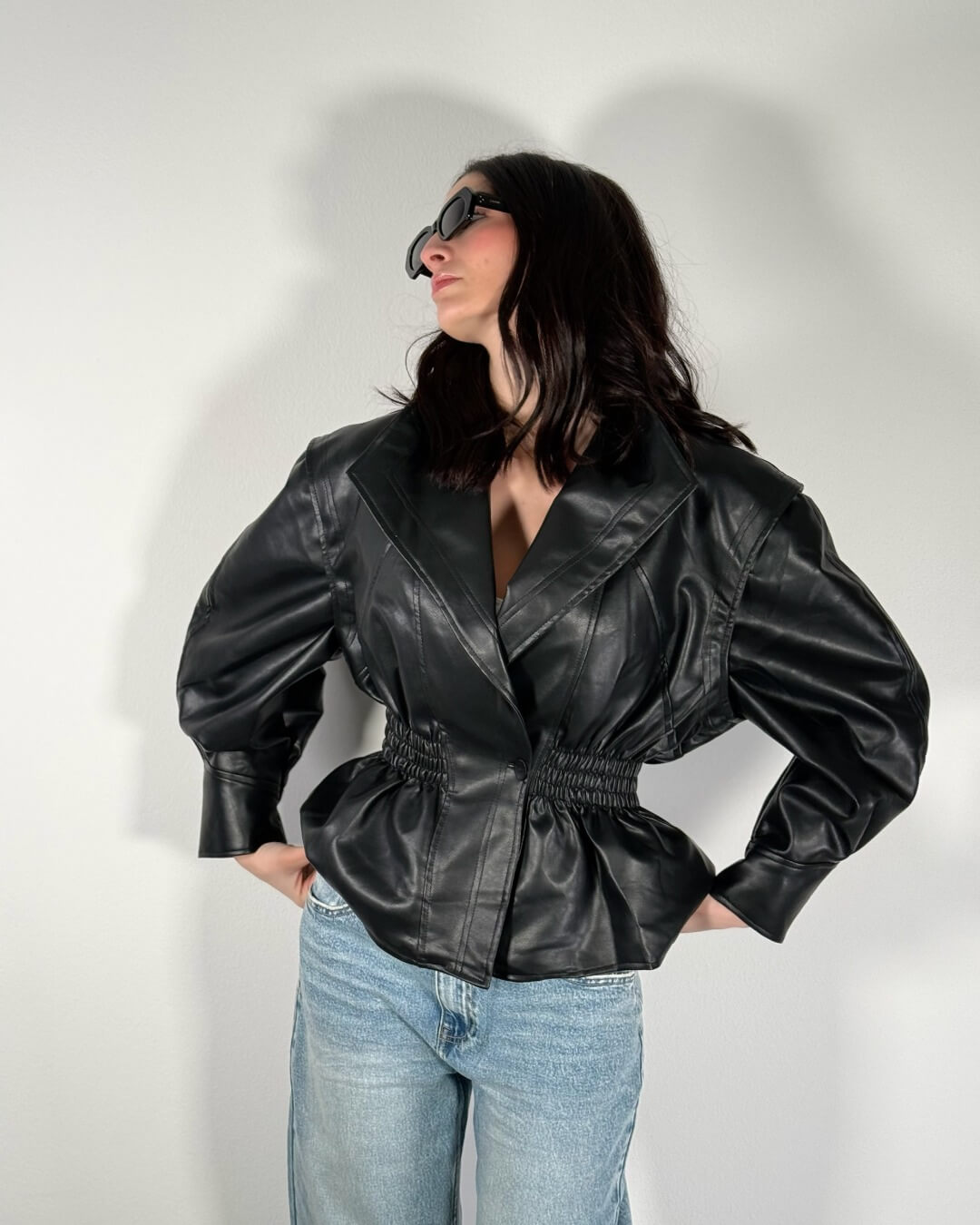 OF - Giacca Betty ecopelle nero