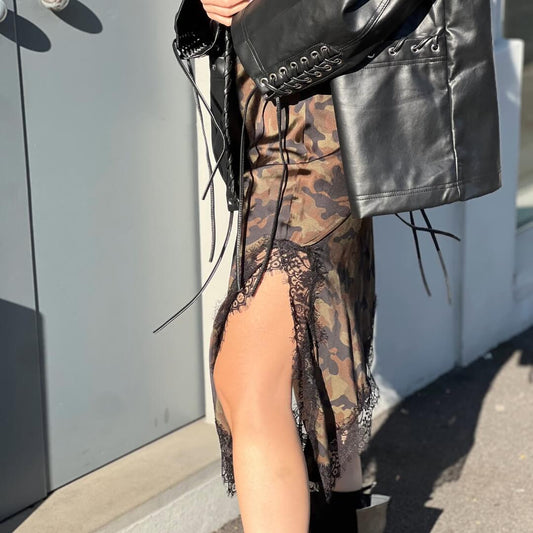 OF - LUMINA Gonna Mimetics con inserti in pizzo