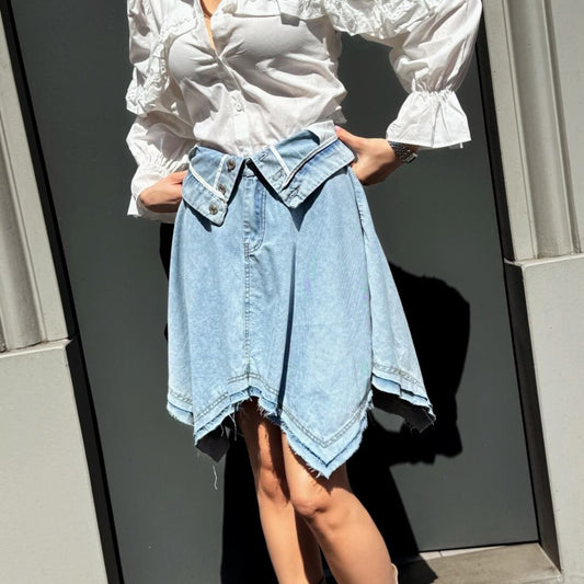 LM - Gonna Atena denim con risvolto