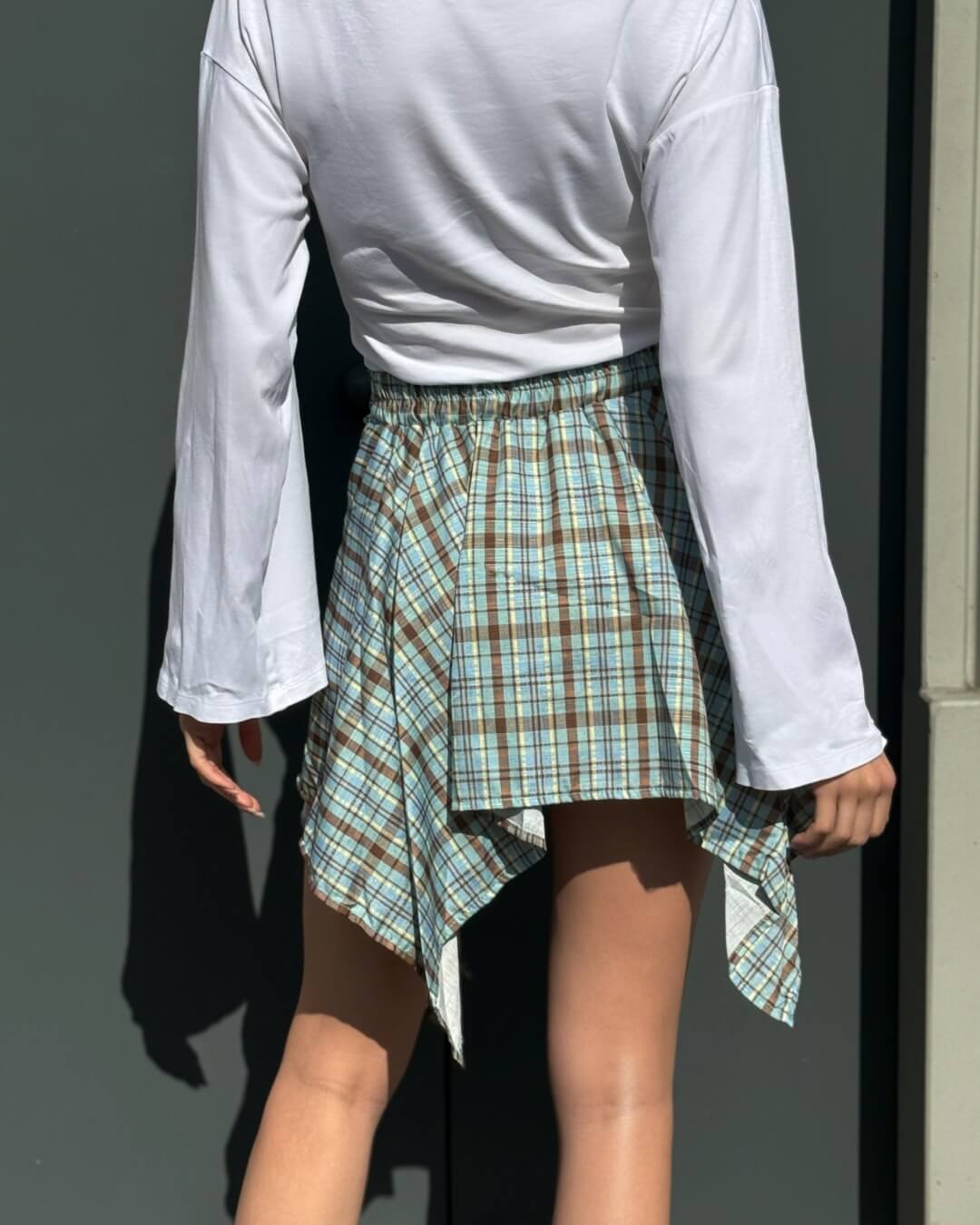 OF - Gonna shorts Malaga quadri verde acqua