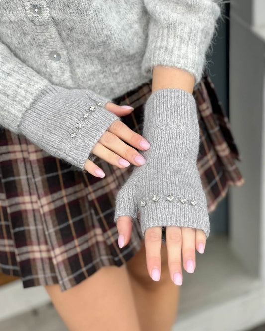 OF - Guantini Lux grigio con pietre