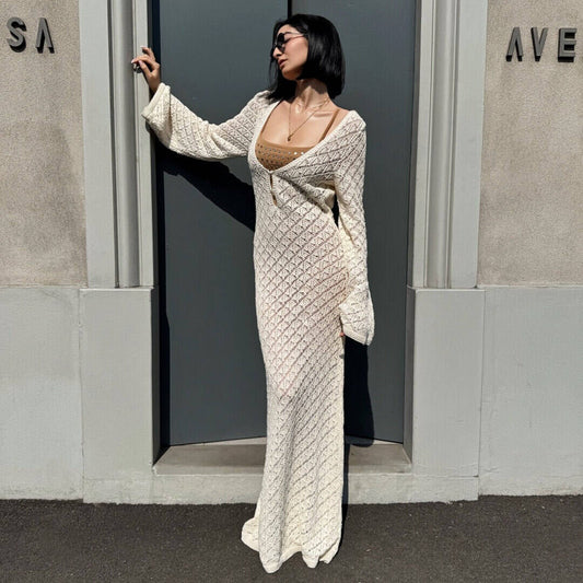 LM - Hinnominate Abito lungo in maglia traforata