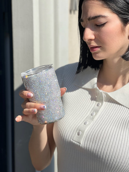 LM - Travel Tumbler strass argento pavè