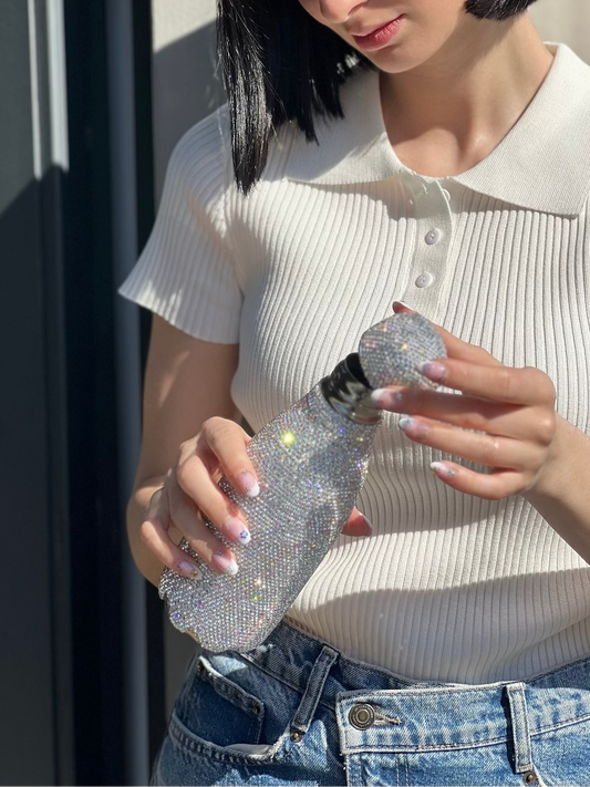 OF - Borraccia strass argento pavè