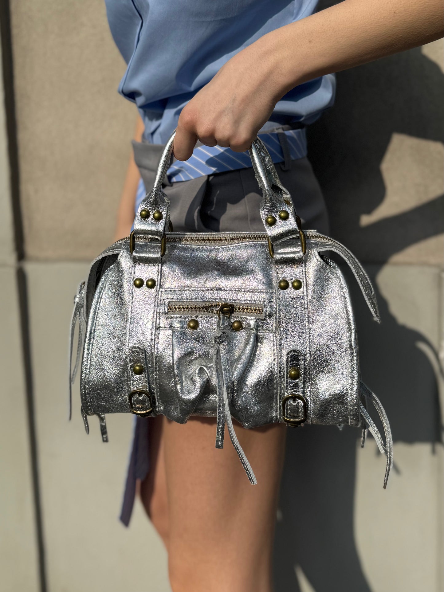 LM - Borsa Cecilia laminato argento