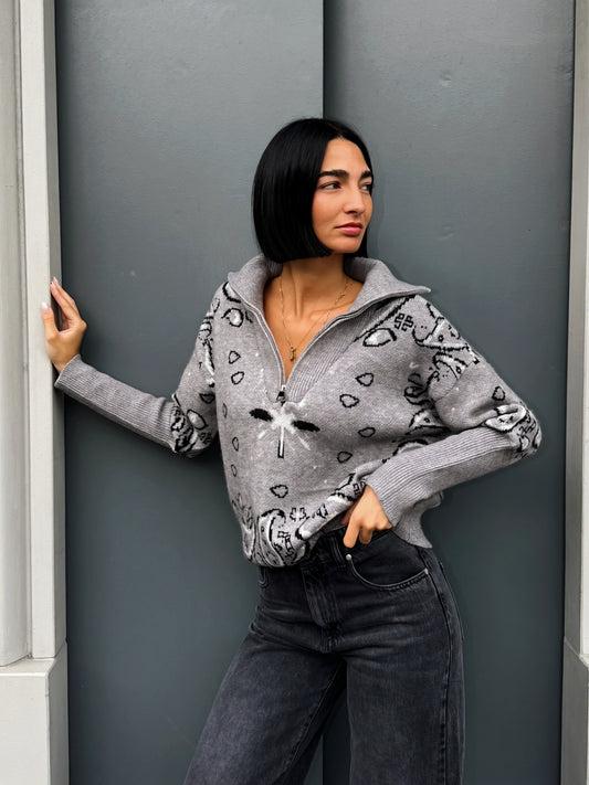 LM - Maglione Roman grigio con zip