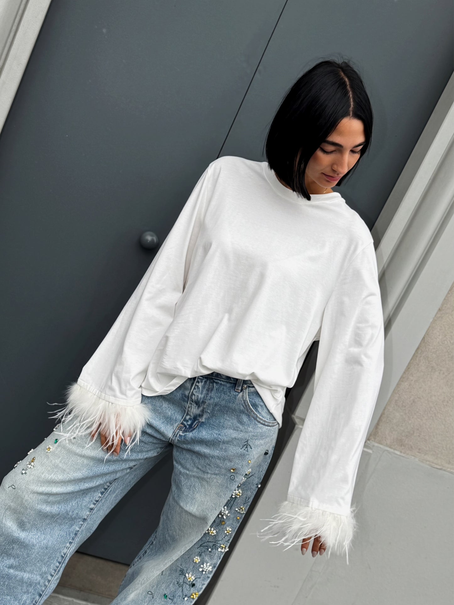 LM - LUMINA T-shirt Plume bianco
