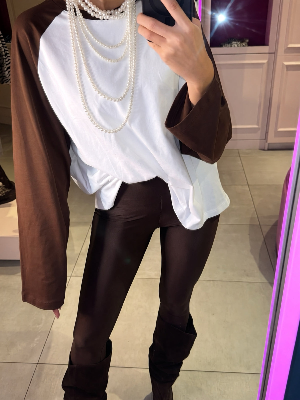 OF - Leggings Fabia marrone satin