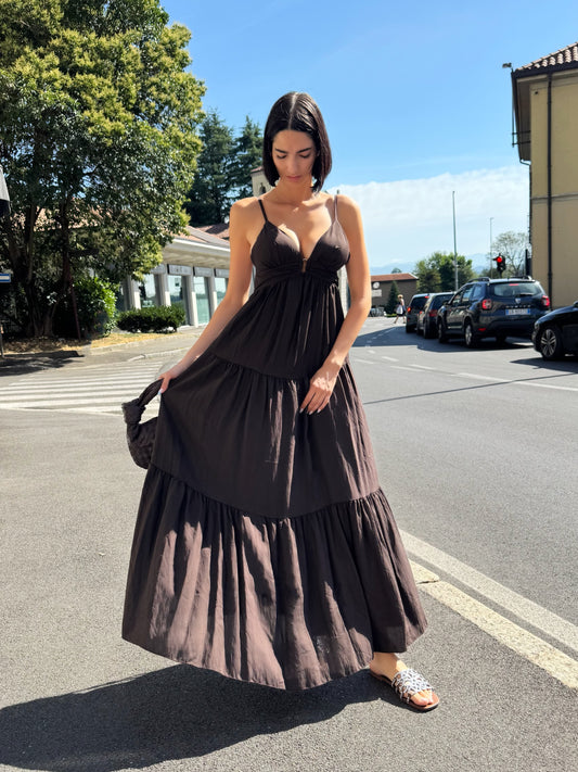 OF - Abito Marcel marrone schiena nuda