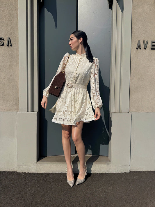 OF - Abito Caroline pizzo con cintura