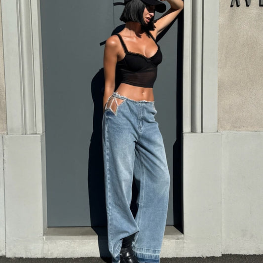 LM - Jeans Starlight azzurro con inserto strass
