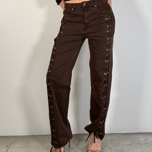OF - Jeans Trelle intreccio marrone