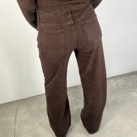 OF - Jeans Montaine marrone con borchie