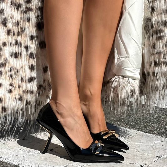 OF - Jeffrey Campbell Slingit-b black patent gold