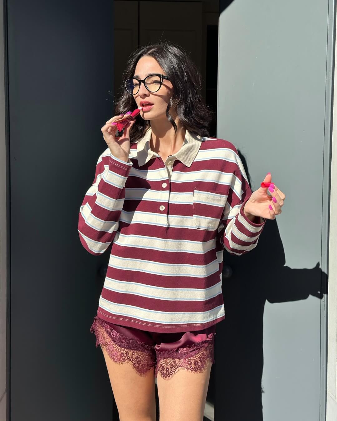 OF - LUMINA Polo Timber righe bordeaux mix