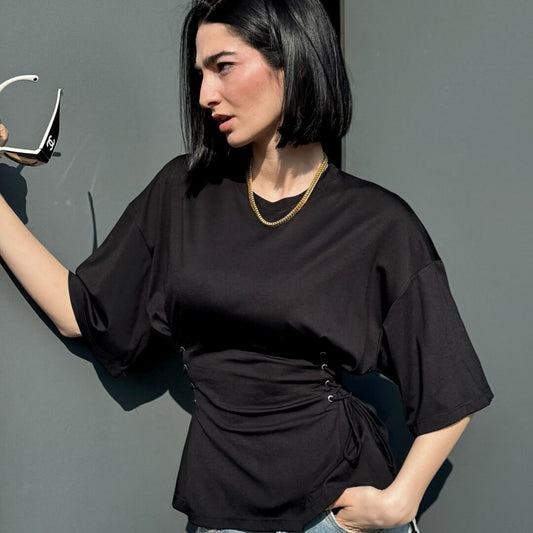 LM - LUMINA T-shirt Klein nero con lacci