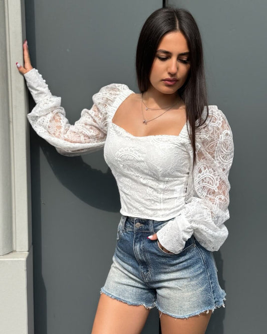 OF - LUMINA Top Esme bianco pizzo