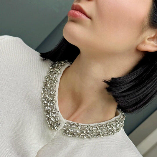 OF - Top Chanty bianco collo gioiello