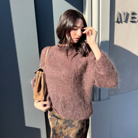 OF - Maglione Asy mohair girocollo marrone