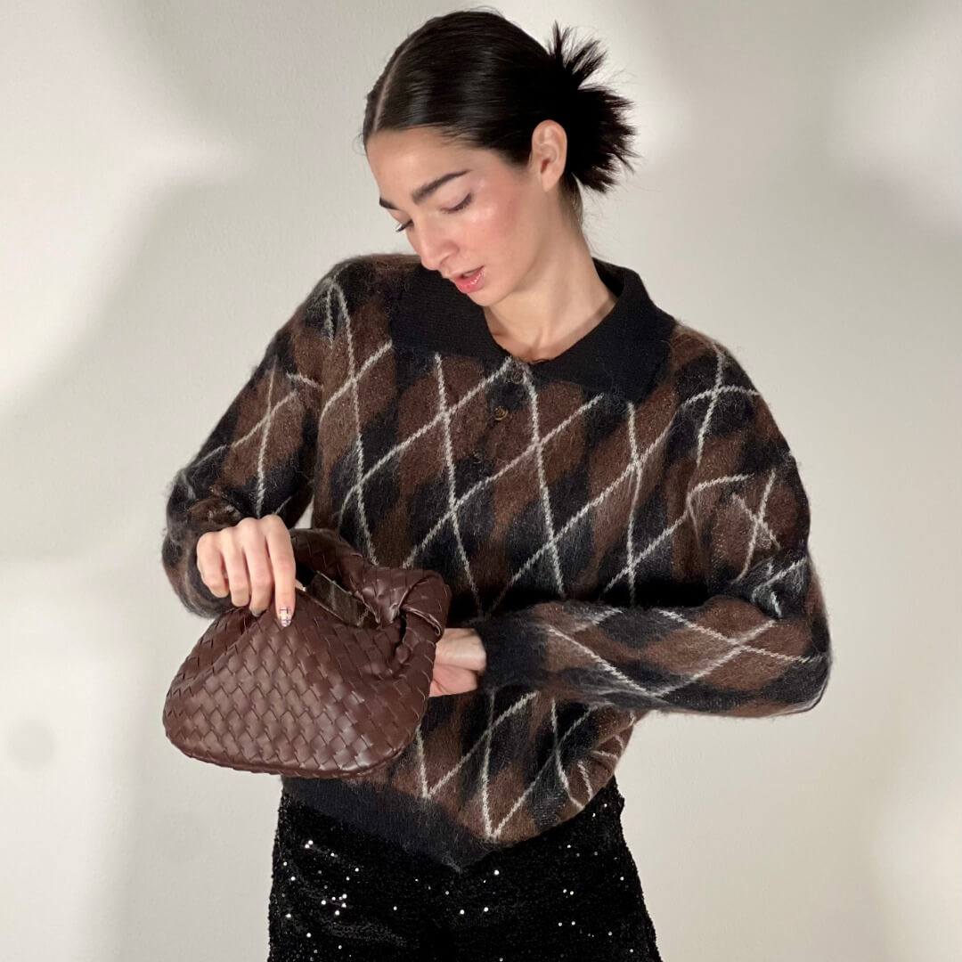 OF - Maglione Vicky quadri choco