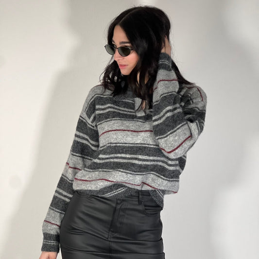 OF - Maglione Denver grigio bordeaux