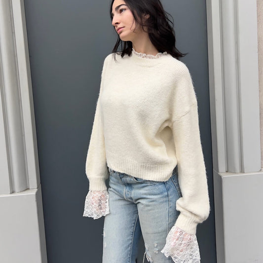 LM - Maglion Creamy con inserti pizzo