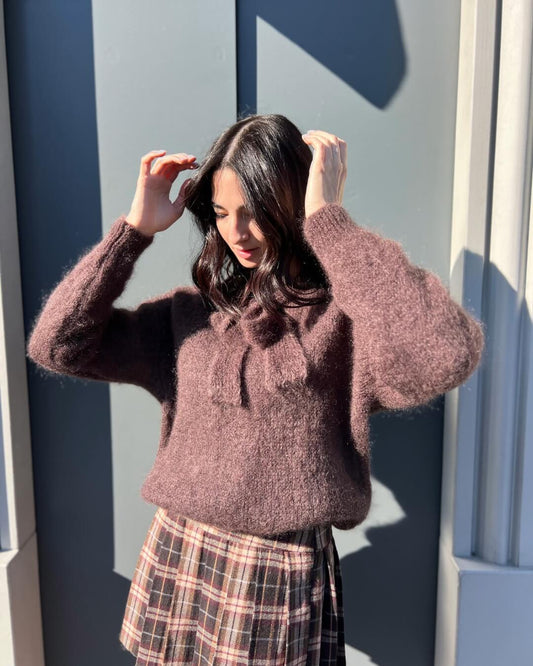 OF - Maglione Den mohair marrone con fiocco