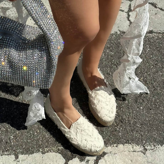 OF - Manebì double sole fringed denim white