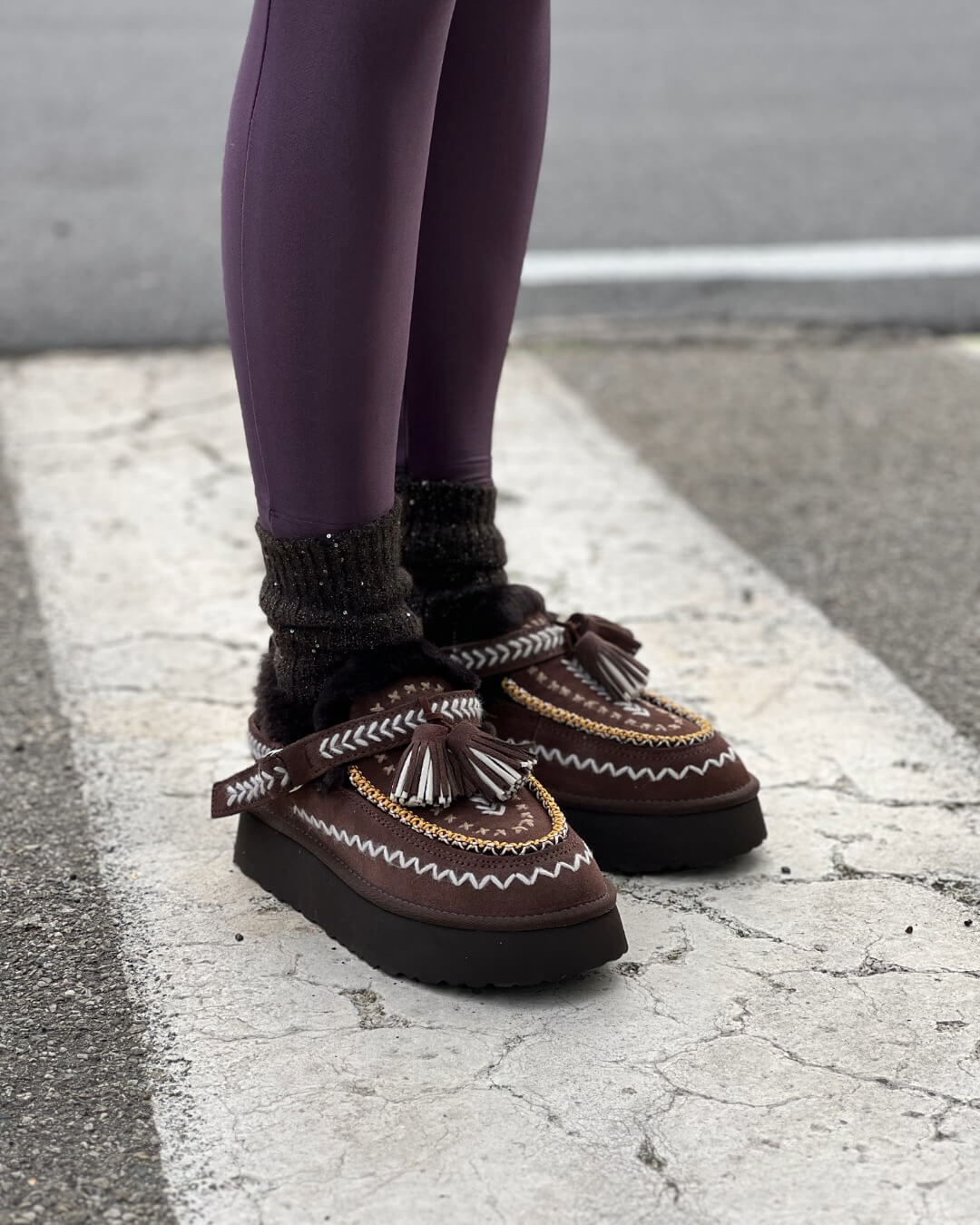 OF - NAN-KU Sabot Clary platform coffee con laccio